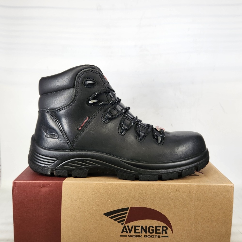 Avenger Work Boots Mens Size 8 Black Framer CT Composite Toe Waterproof Leather